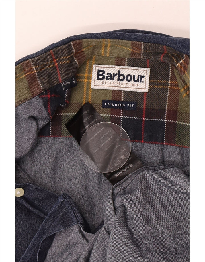Мужская джинсовая рубашка Barbour, маленькая, темно-синяя, хлопковая