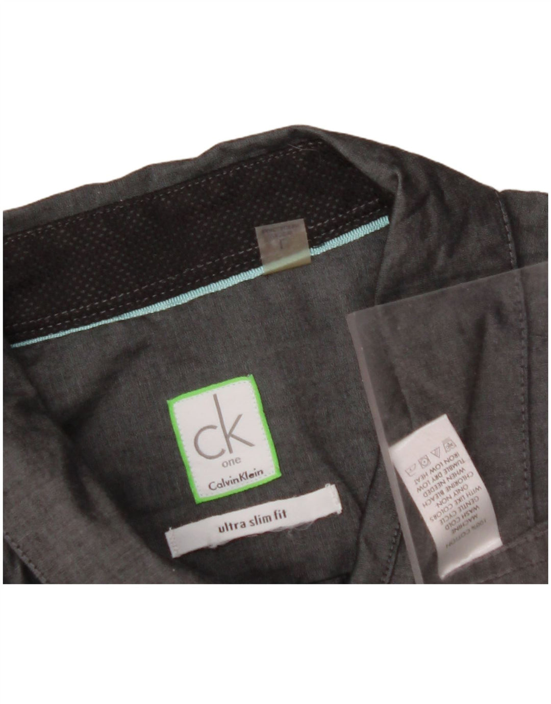 CALVIN KLEIN Мужская рубашка приталенного кроя с коротким рукавом, большой серый хлопок