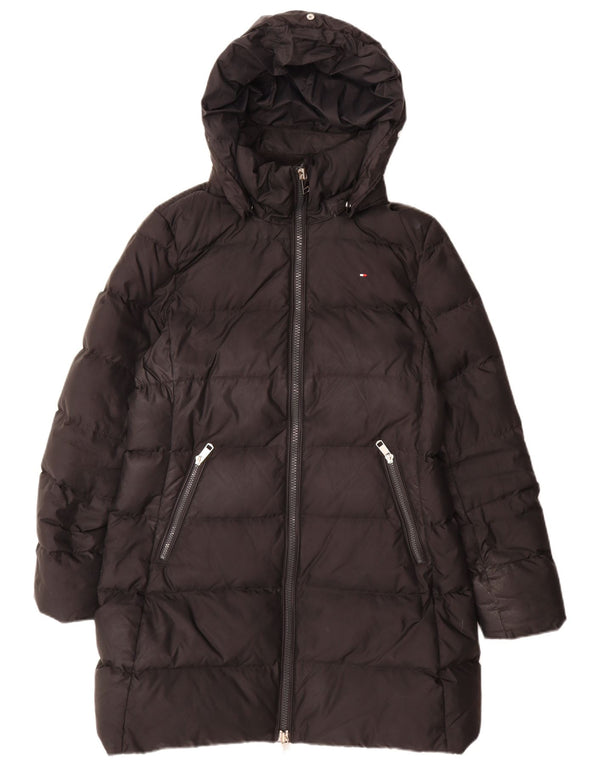 Tommy Hilfiger Женское стеганое пальто с капюшоном UK 18 XL, черный полиэстер