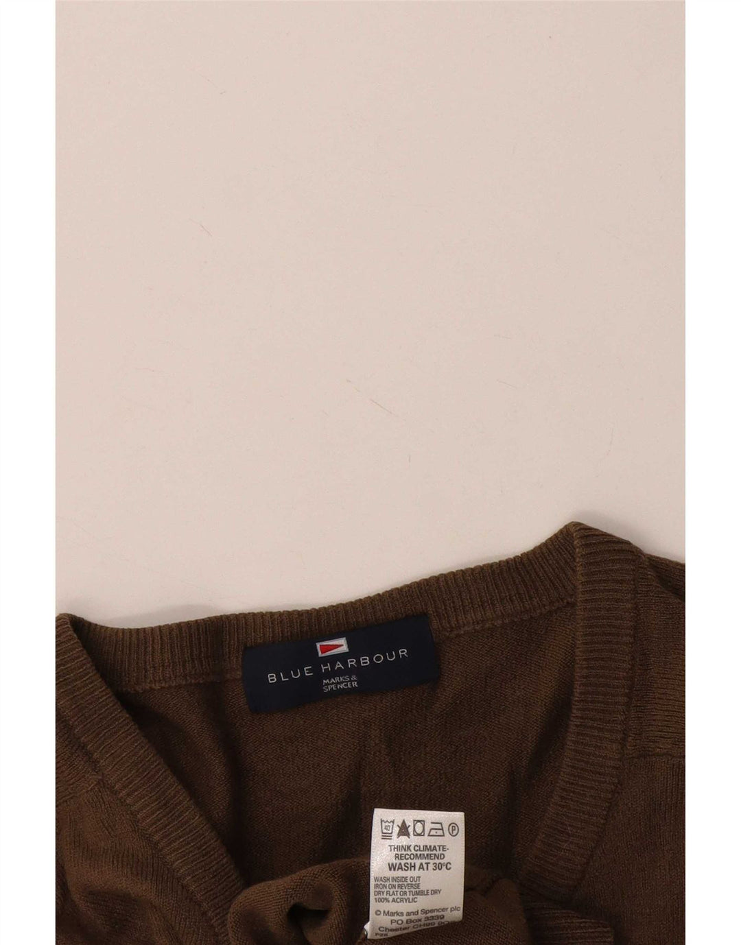 Мужской джемпер с v-образным вырезом Marks & Spencer Blue Harbour, большой коричневый акрил