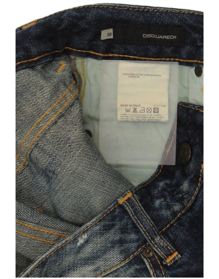 Dsquared2 Женские потертые узкие джинсы IT 38 XS W28 L29 Синий хлопок