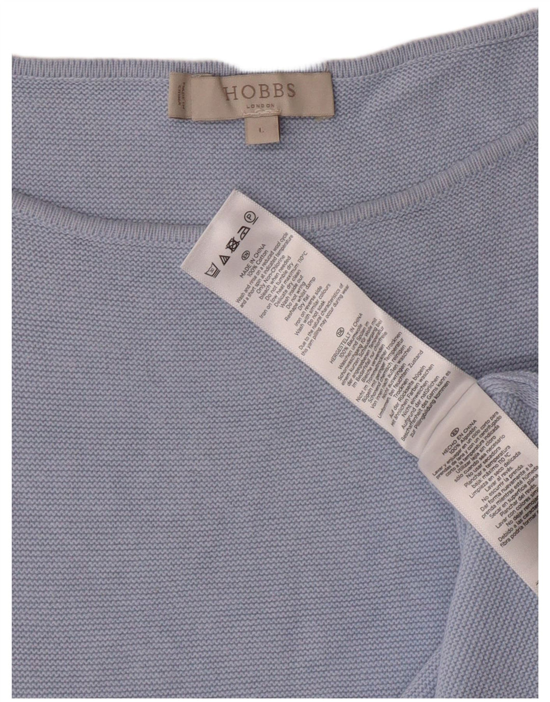 Женский джемпер с вырезом «лодочка» Hobbs, Великобритания, 16, большой синий, классический хлопок