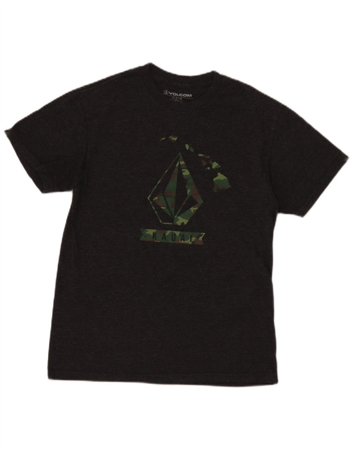 Мужская футболка Volcom с рисунком, маленький серый хлопок с крапинками