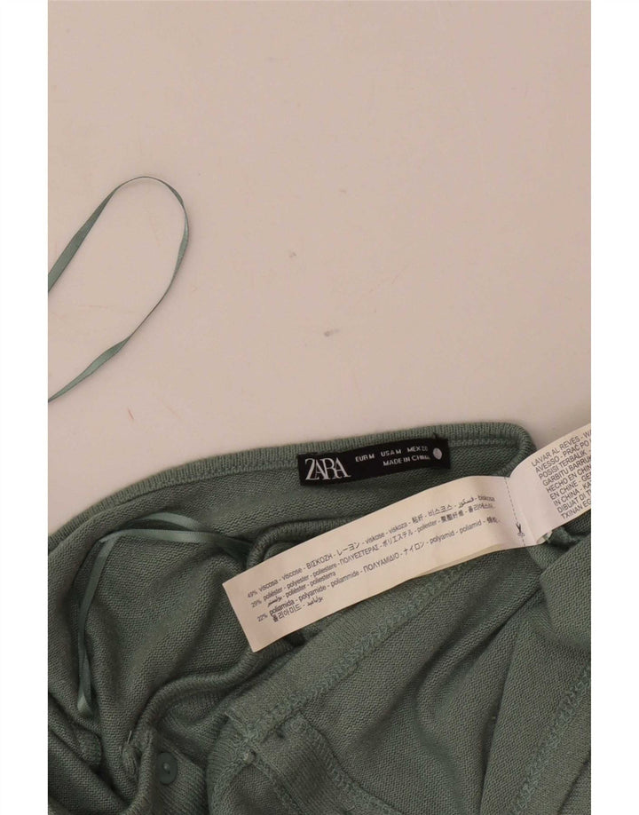 Женский укороченный кардиган Zara UK 12, средний зеленый цвет, вискоза