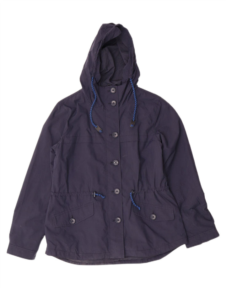 J. CREW Womens Oversized Hooded Rain Jacket UK 10 Small Navy Blue Nylon Vintage J. Crew and Second-Hand J. Crew from Messina Hembry 