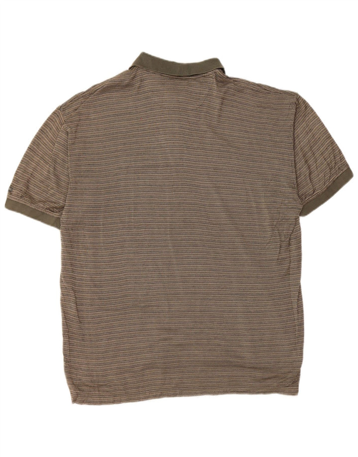 Мужская рубашка поло IZOD, хлопковая полоска цвета хаки среднего размера