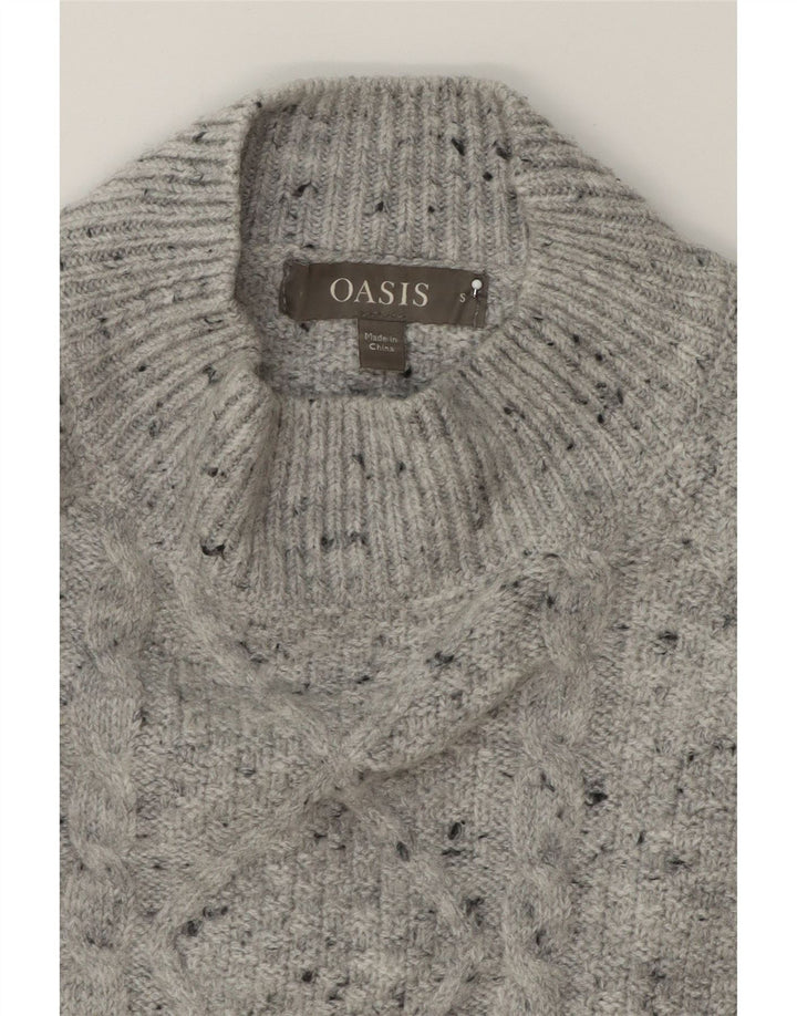 OASIS Womens Oversized Turtle Neck Jumper Sweater UK 10 Small Grey Flecked Vintage Oasis and Second-Hand Oasis from Messina Hembry 
