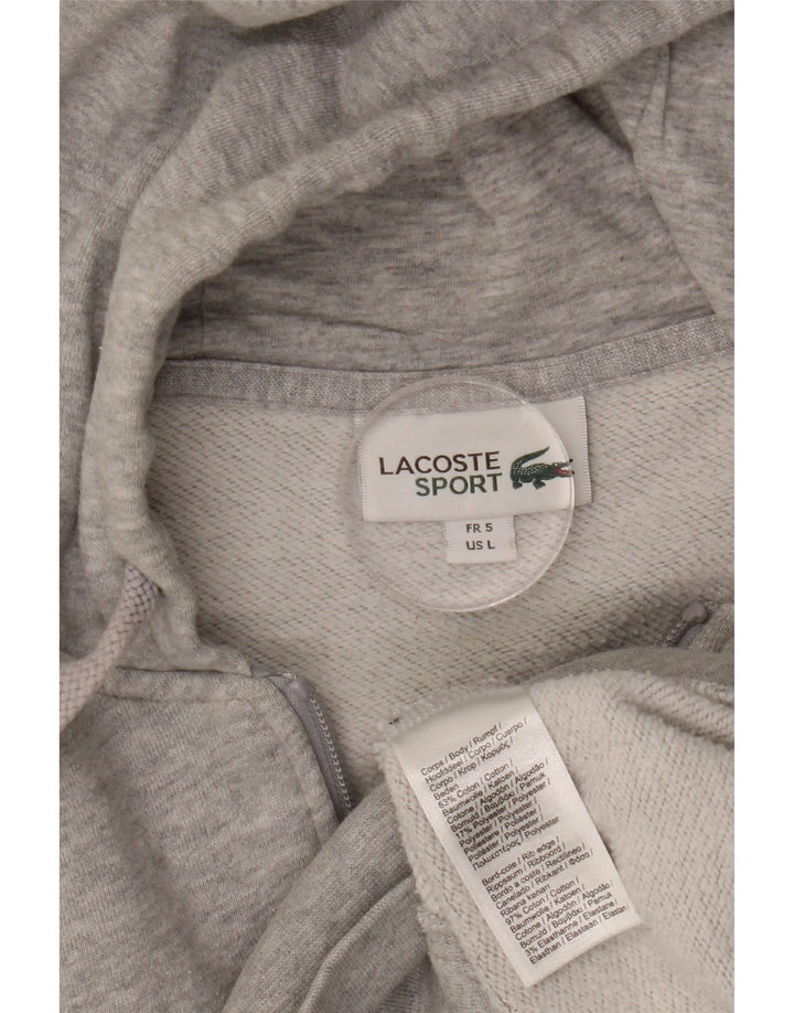 LACOSTE Мужской свитер с капюшоном на молнии, размер 5, большой серый хлопок с крапинками