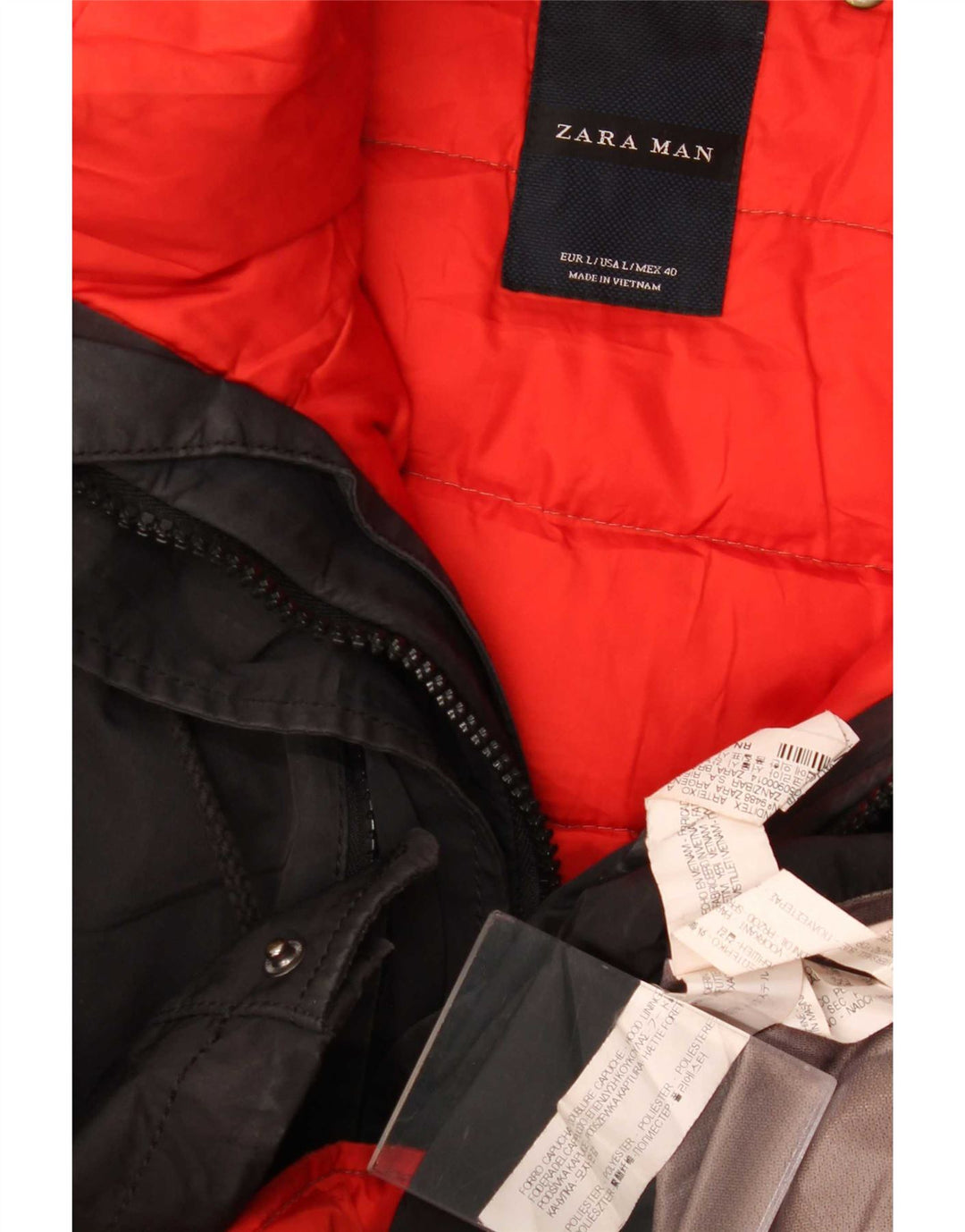 Мужская стеганая куртка Zara UK 40, большая, черная, полиэстер