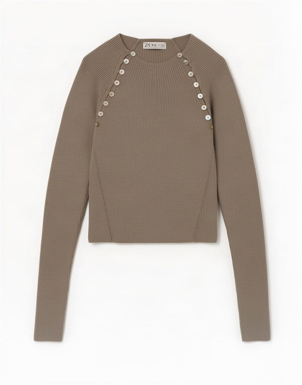 Женская укороченная блузка Zara UK 12, вискоза среднего серого цвета