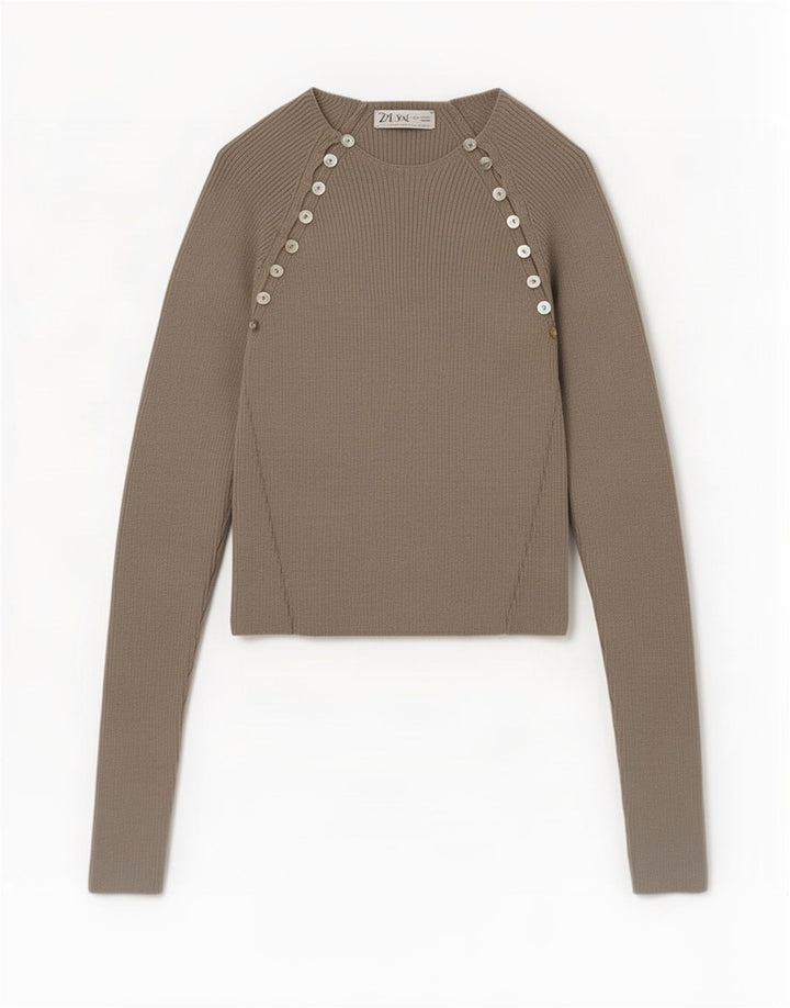 Женская укороченная блузка Zara UK 12, вискоза среднего серого цвета