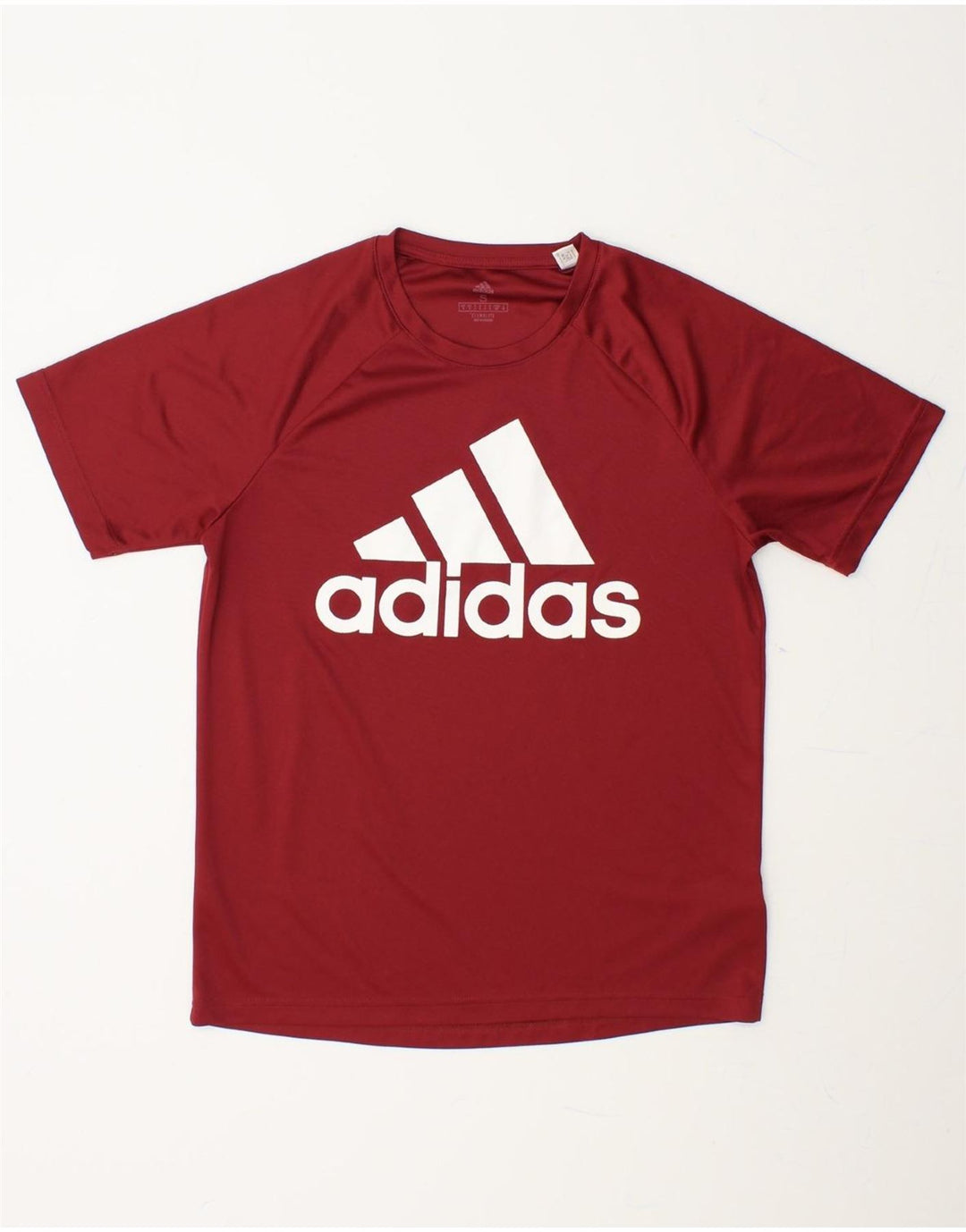 ADIDAS Mens Climalite Graphic T-Shirt Top Small Maroon Polyester Vintage Adidas and Second-Hand Adidas from Messina Hembry 