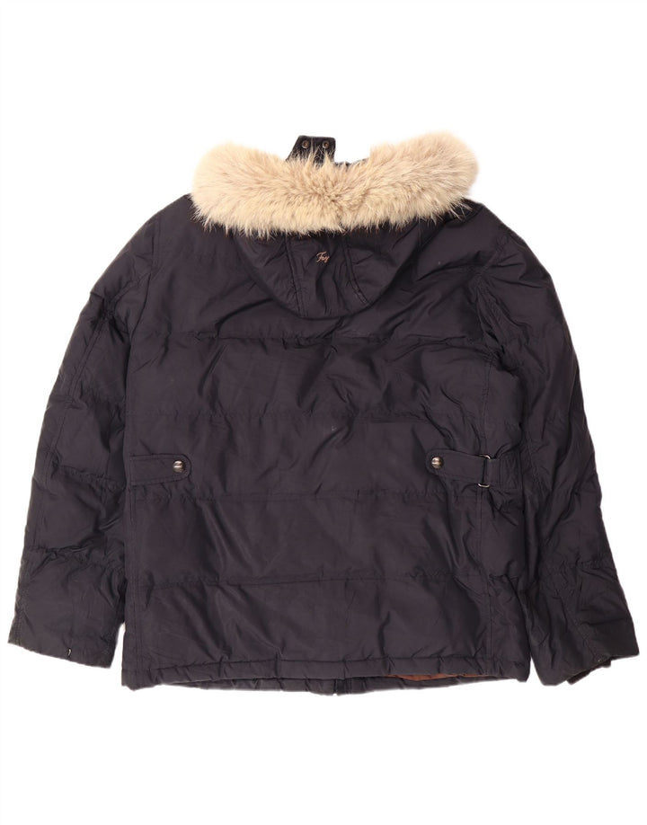 Мужская стеганая куртка FAY с капюшоном UK 40, большой темно-синий полиэстер