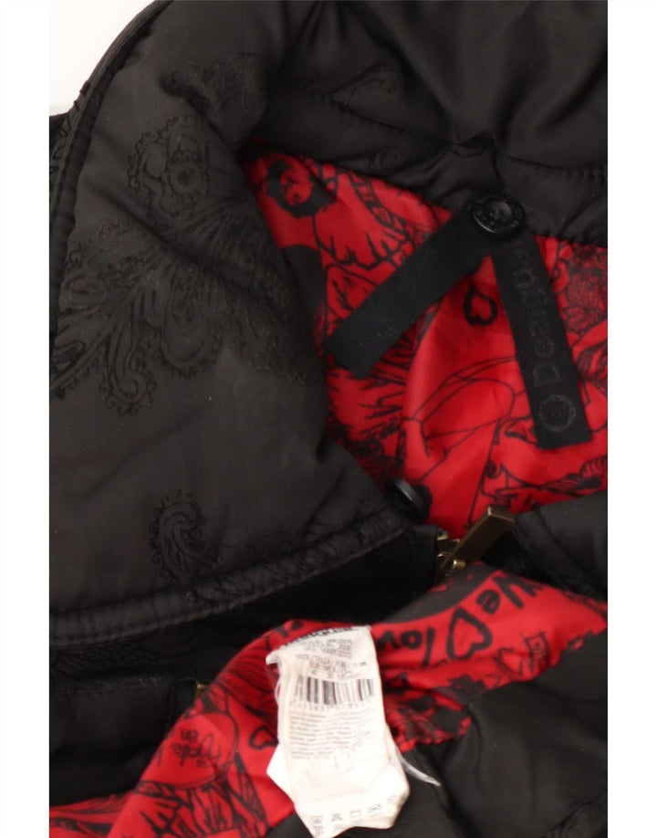 Женская стеганая куртка Desigual с графическим рисунком EU 40, средний черный полиэстер с узором пейсли