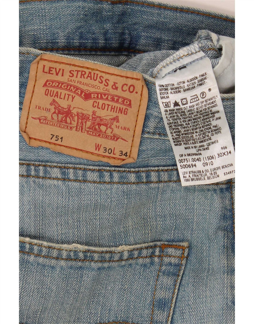 Женские прямые джинсы Levi's 751 W30 L34 синие, хлопок