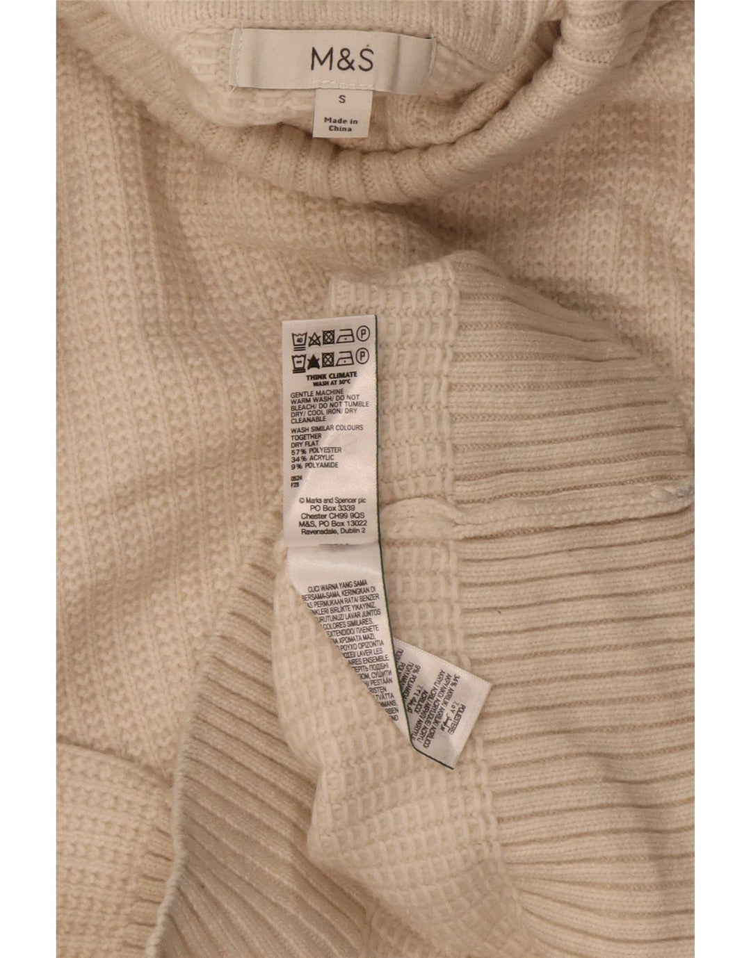 Женский джемпер с высоким воротником Marks & Spencer, Великобритания, 10, маленький, бежевый, полиэстер