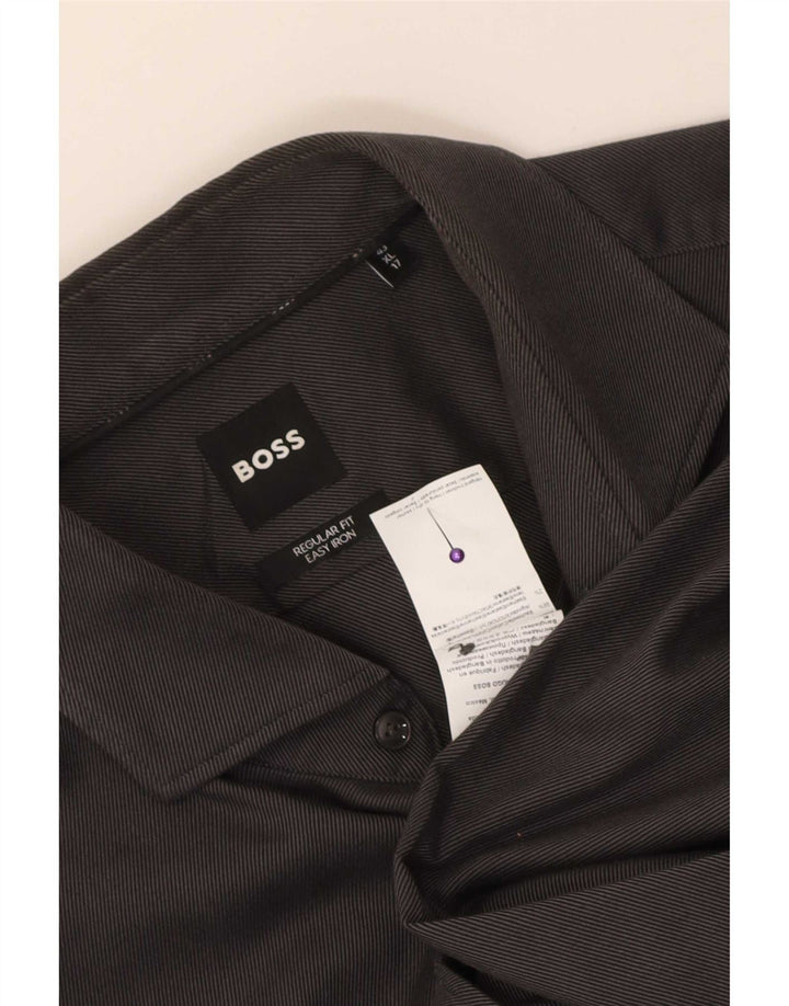 Мужская рубашка стандартного кроя Hugo Boss, размер 43, 17 XL, серая, хлопок