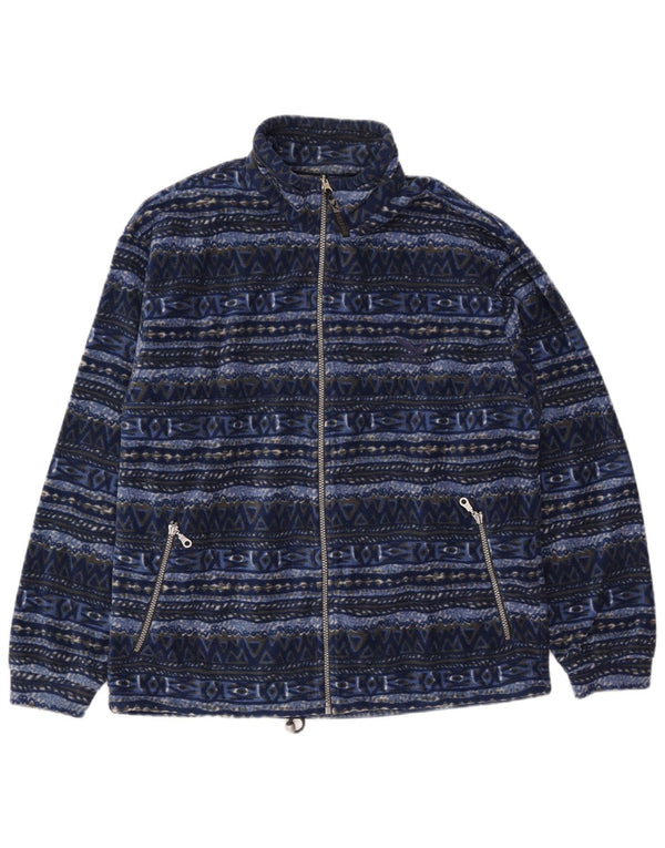 SALEWA Мужская флисовая куртка Polarlite UK 40, большая темно-синяя с геометрическим узором