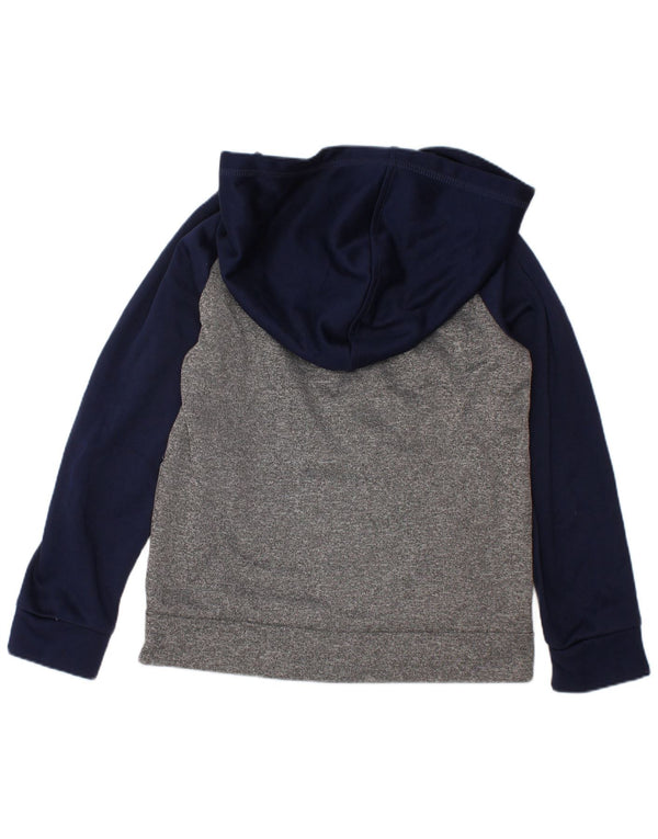 PUMA Свитер с капюшоном на молнии с графическим рисунком для мальчиков 5–6 лет, серый полиэстер с цветными блоками