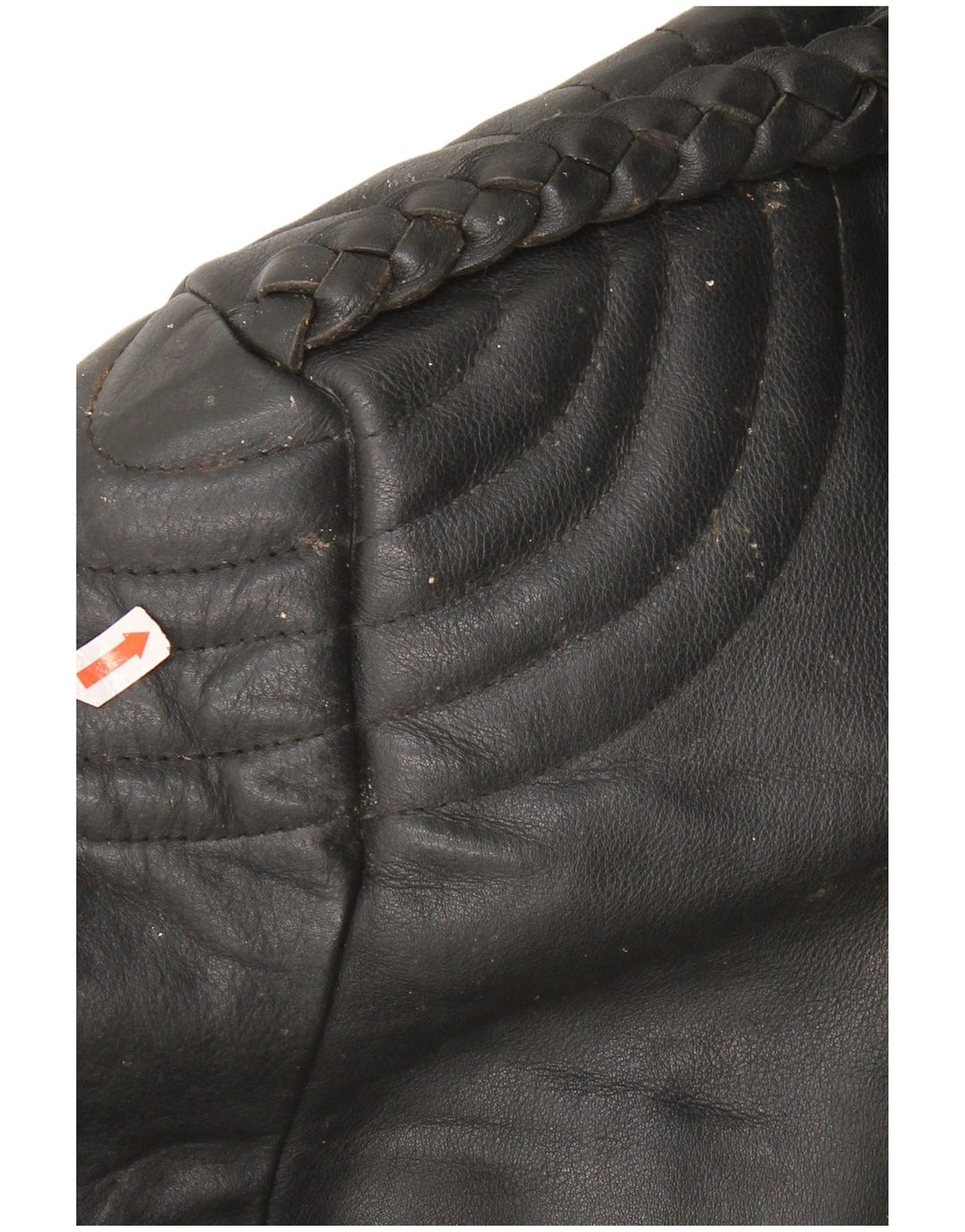 Винтажная женская кожаная байкерская куртка UK 22 3XL, черная кожа