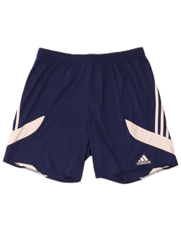 Мужские спортивные шорты Adidas Climalite, большие темно-синие, полиэстер с цветными блоками