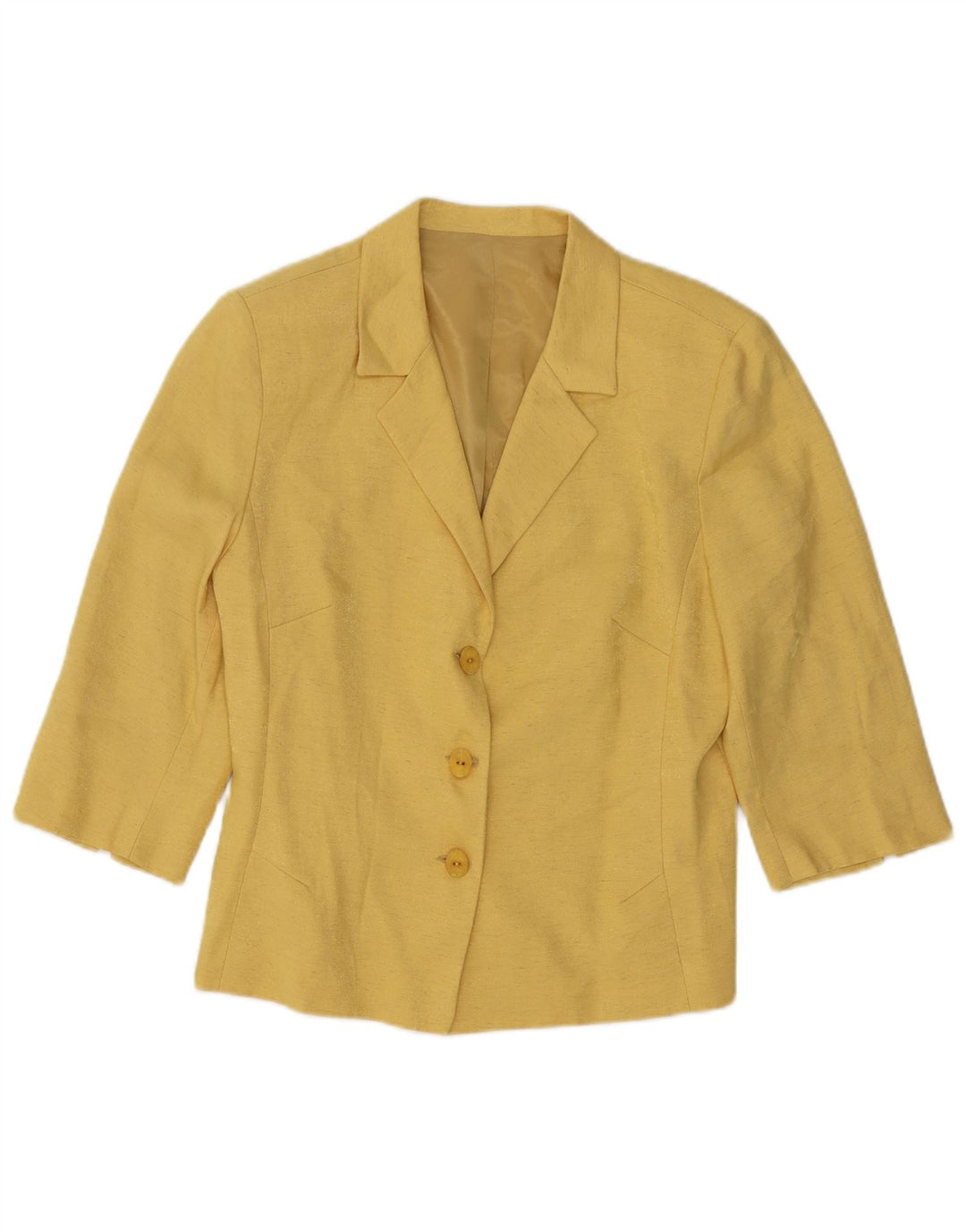 VINTAGE Женский топ-кардиган с рукавом 1/2 UK 14, средний желтый вискоза