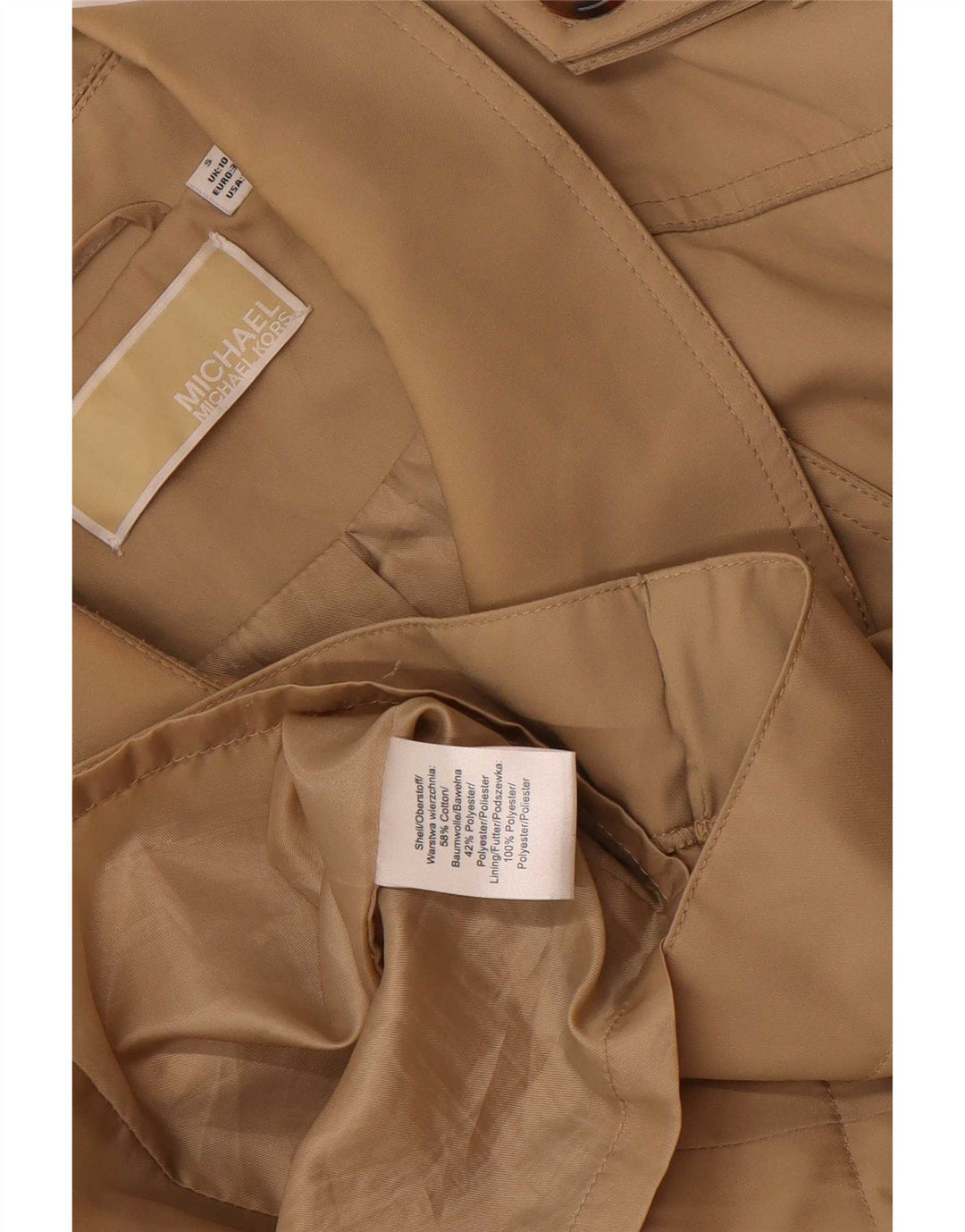 Женский тренч Michael Kors UK 10, маленький, бежевый, хлопок