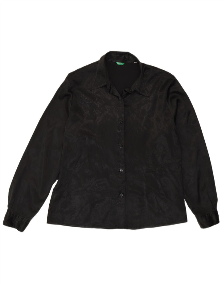 Женская рубашка Benetton IT 48 XL, черная, полиэстер с животным принтом