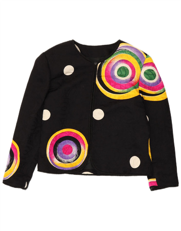 Женский пиджак RENZO COUTURE UK 14, средний черный, шерсть с геометрическим узором