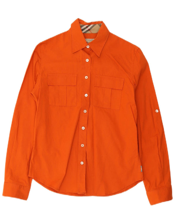 Burberry Womens Shirt UK 10 Small Orange Cotton