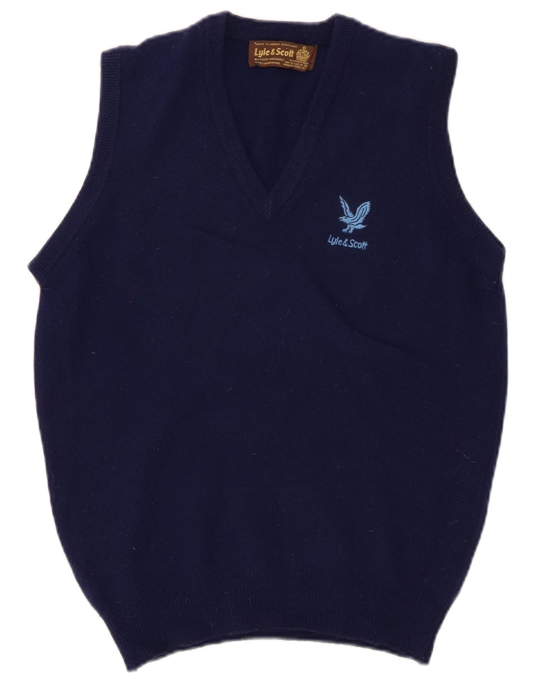 Мужская майка Lyle & Scott, маленькая, темно-синяя, из овечьей шерсти