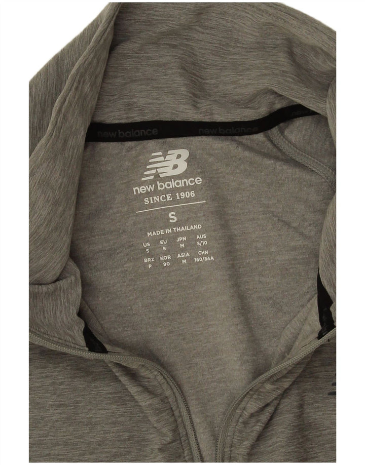 Женский топ New Balance с воротником на молнии и длинными рукавами, Великобритания 10, маленький серый полиэстер