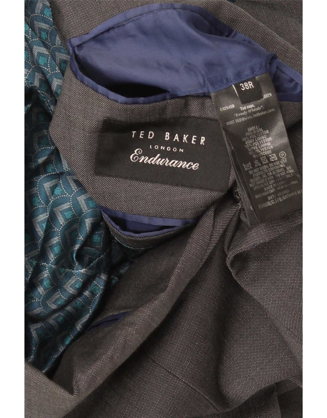 Мужской пиджак на 2 пуговицах Ted Baker, Великобритания 38, средний серый шерстяной