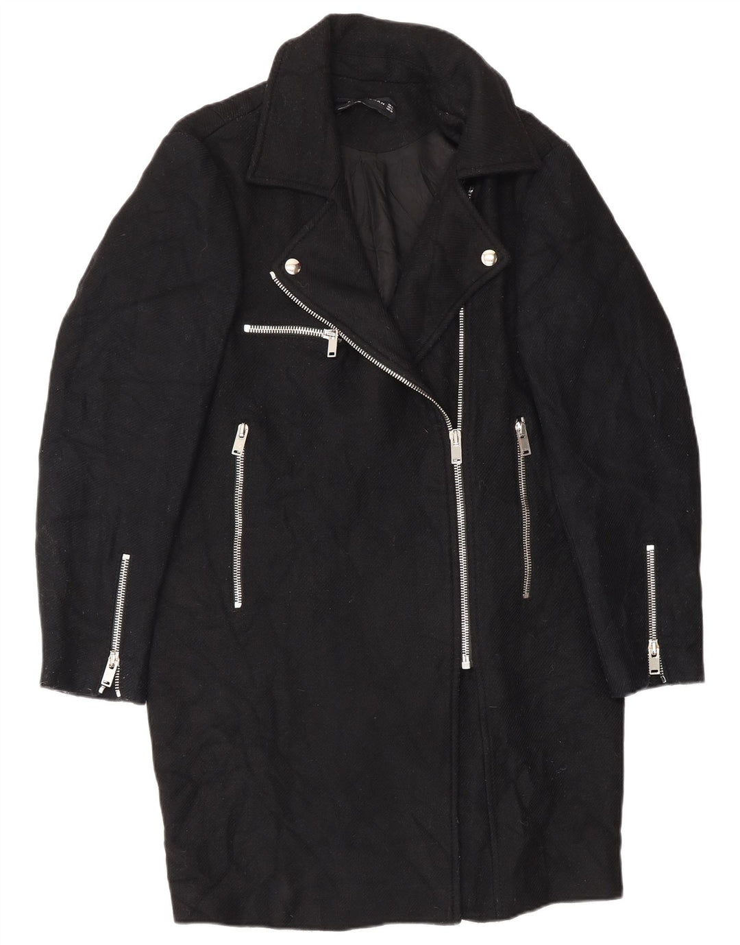 Женское пальто Zara UK 14, среднее, черное, шерстяное