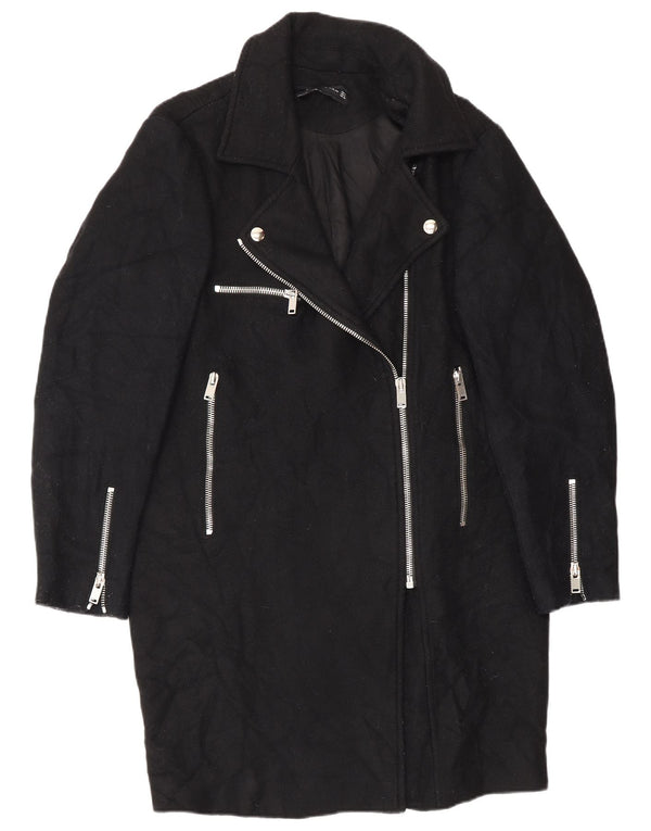 Женское пальто Zara UK 14, среднее, черное, шерстяное