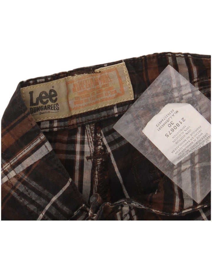 LEE Mens Dungarees Chino Shorts W30 Medium Brown Check Cotton