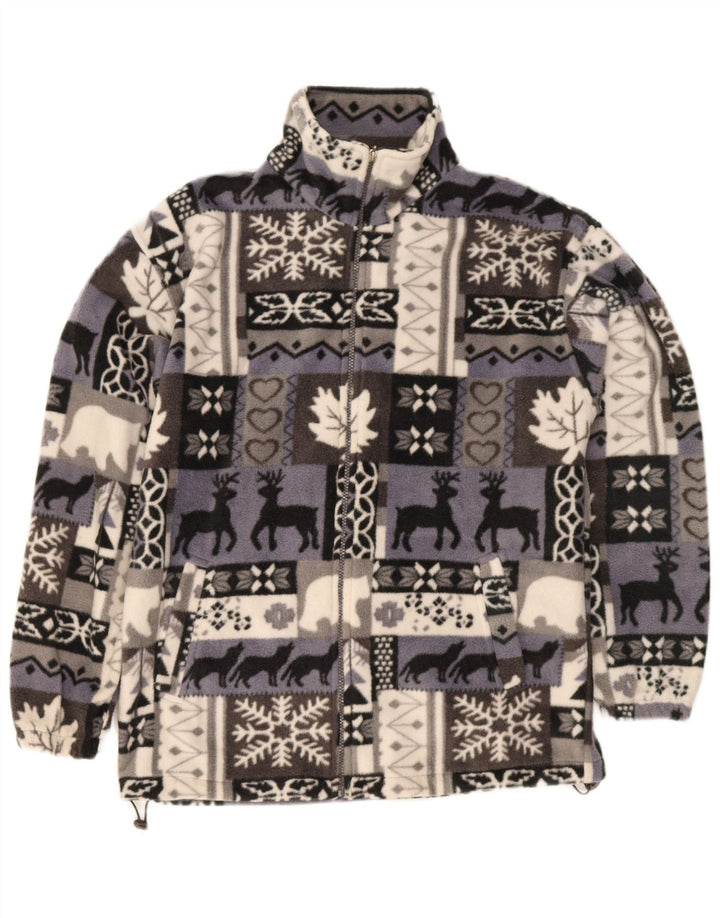 Винтажная мужская флисовая куртка UK 40, большая серая, полиэстер Fair Isle