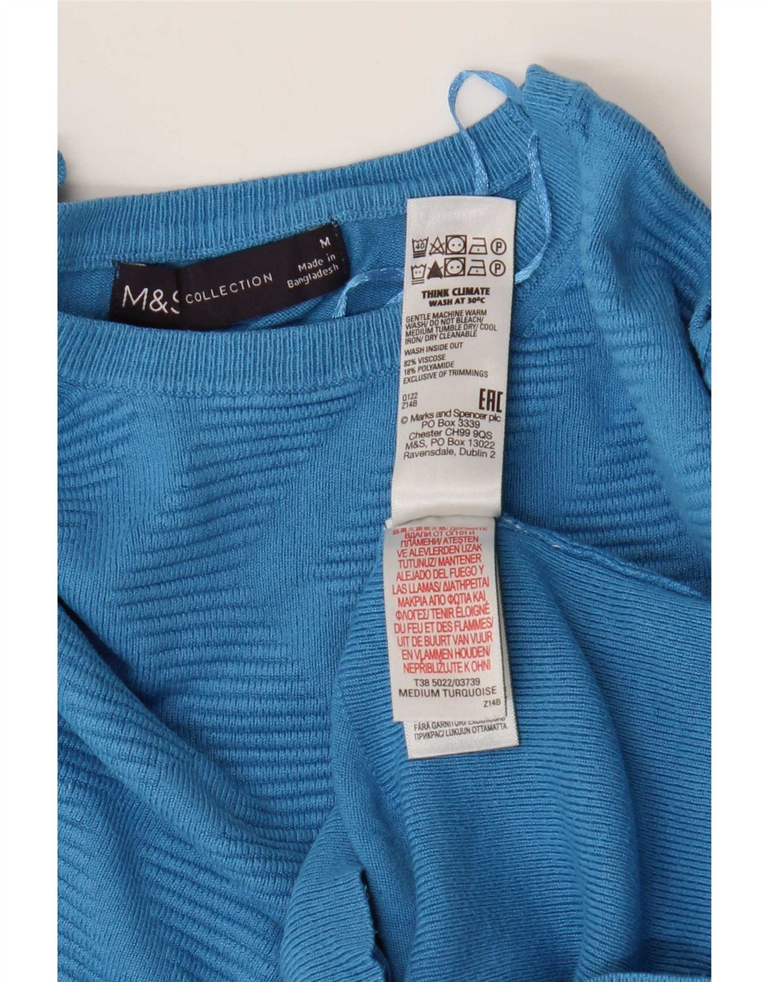 Женский джемпер с вырезом «лодочка» Marks & Spencer UK 12, средний синий с шевроном