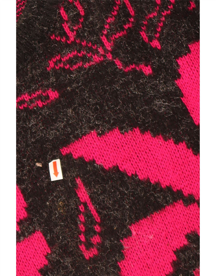 ВИНТАЖНЫЙ женский свитер с вырезом «лодочка», Великобритания 20, 2XL, черный акрил с цветочным принтом