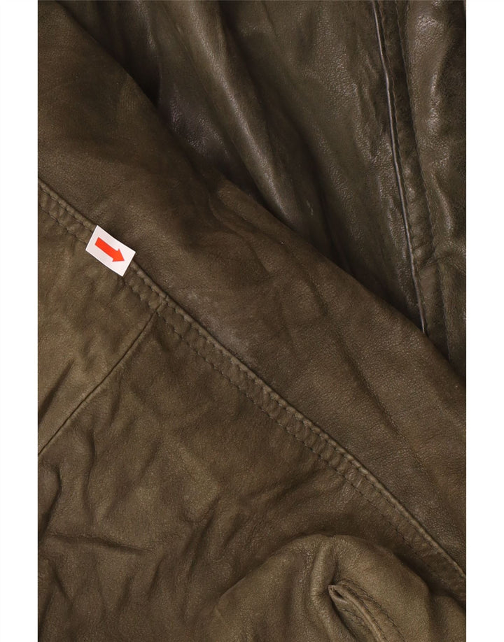 Винтажная мужская кожаная куртка IT 52 XL из кожи цвета хаки