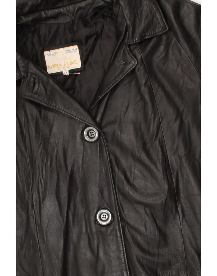 MIRA FURS Womens Leather Jacket IT 44 Medium Black Leather Vintage Mira Furs and Second-Hand Mira Furs from Messina Hembry 