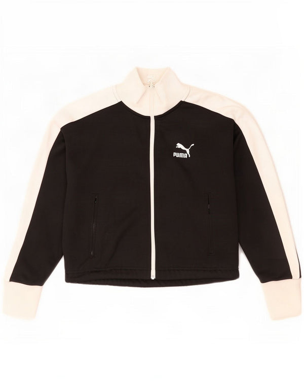 Женский укороченный спортивный костюм Puma UK 6 XS, черный полиэстер с цветными блоками