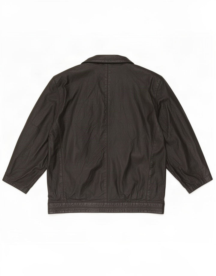Винтажная женская кожаная куртка UK 42 XL, черная