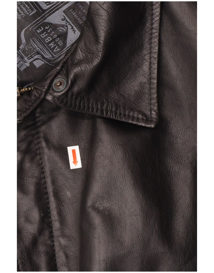 Винтажная мужская кожаная куртка-бомбер в стиле милитари, Великобритания 42 XL, черная