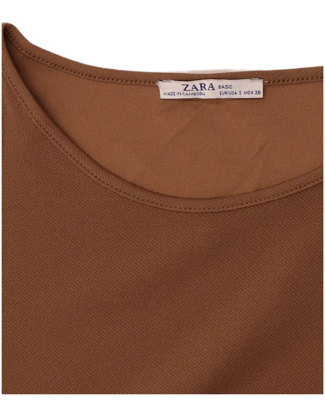 Женское платье прямого кроя с рукавом 3/4 Zara UK 10, маленькое коричневое