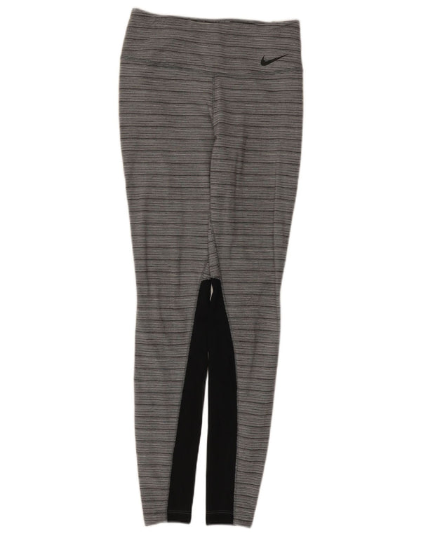 Женские леггинсы Nike Dri Fit UK 8, маленькие серые нейлоновые цвета с цветными блоками