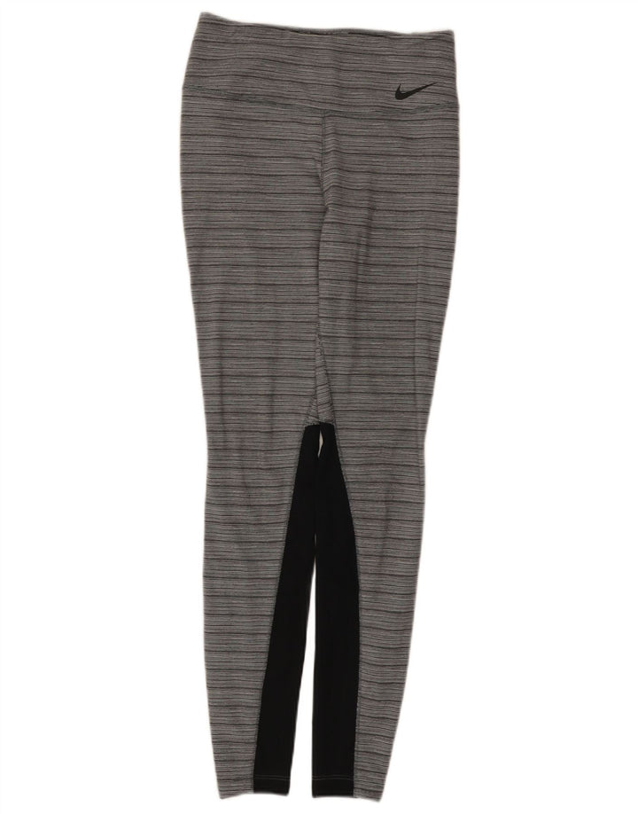 Женские леггинсы Nike Dri Fit UK 8, маленькие серые нейлоновые цвета с цветными блоками