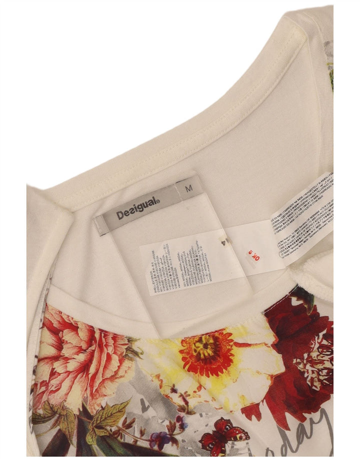 Женская туника с рисунком Desigual UK 12, средний белый цветочный узор из вискозы