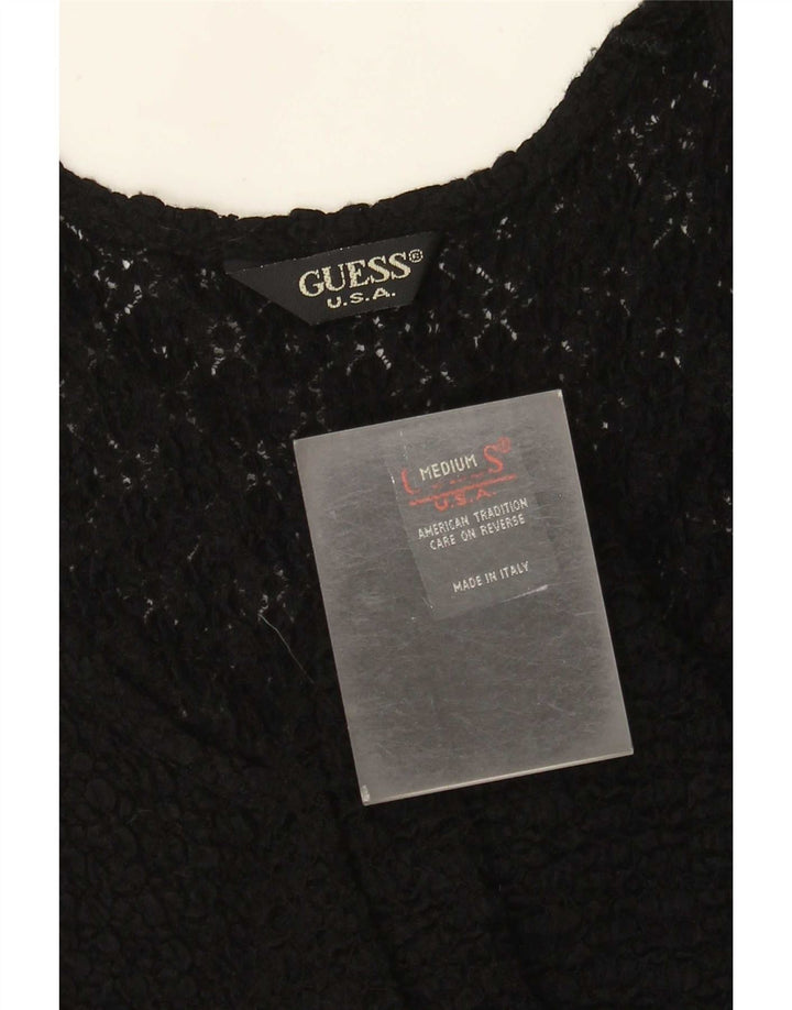 Женская кружевная блузка Guess UK 12, средний черный с цветочным принтом