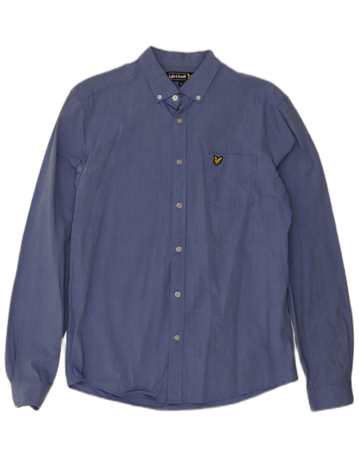 Мужская рубашка Lyle & Scott из хлопка среднего синего цвета